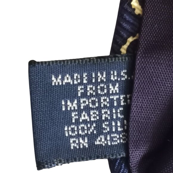 Vintage Polo Ralph Lauren Navy  Yellow Paisley 100% Silk Neck Tie Made in USA - Picture 6 of 6